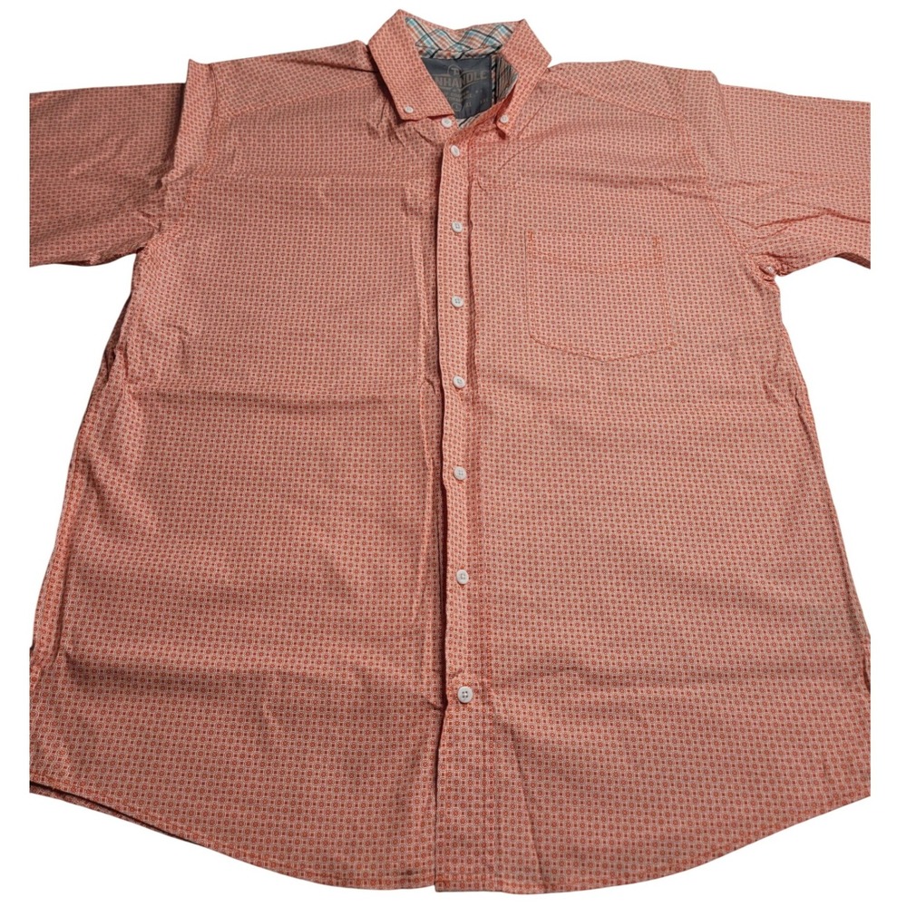 Panhandle Tuf Cooper Performance Button Down Shirt Men's L Orange Western Cowboy
